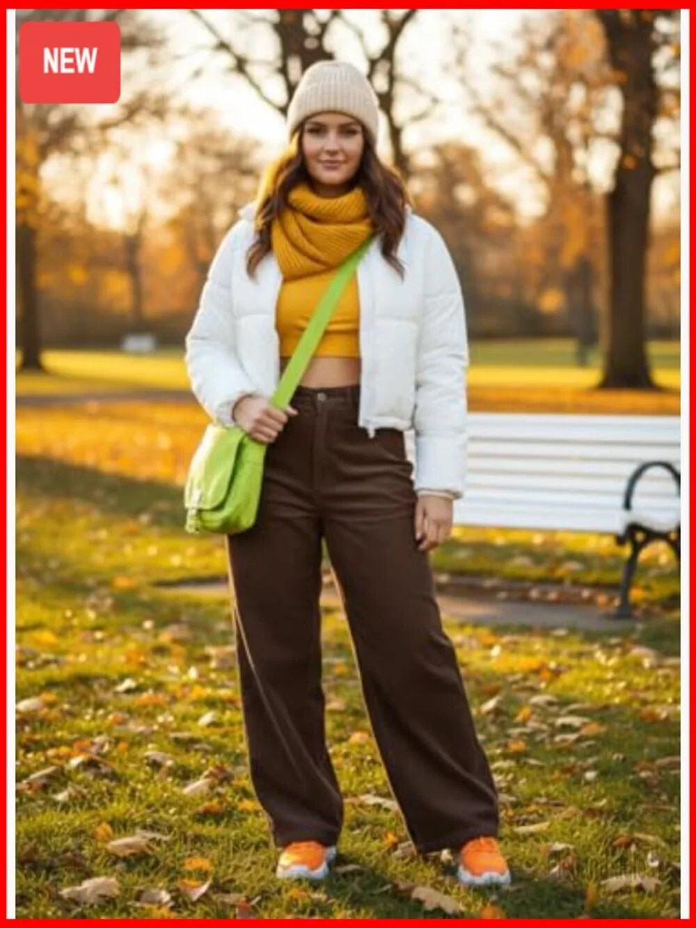 Corduroy Wide Leg Pants Women Elastic Waist Casual Trousers with Pockets